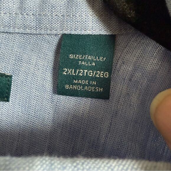 Perry Ellis Blue Casual Button Down Shirt Linen Blend Long Sleeve Mens 2XL - Picture 5 of 6